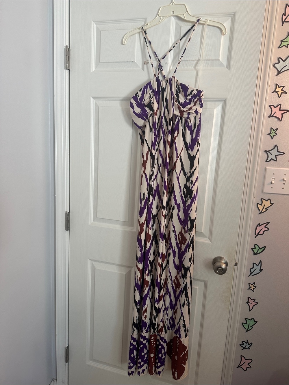 Allen B. by Allen Schwartz Purple and Cream Printed Maxi Dress